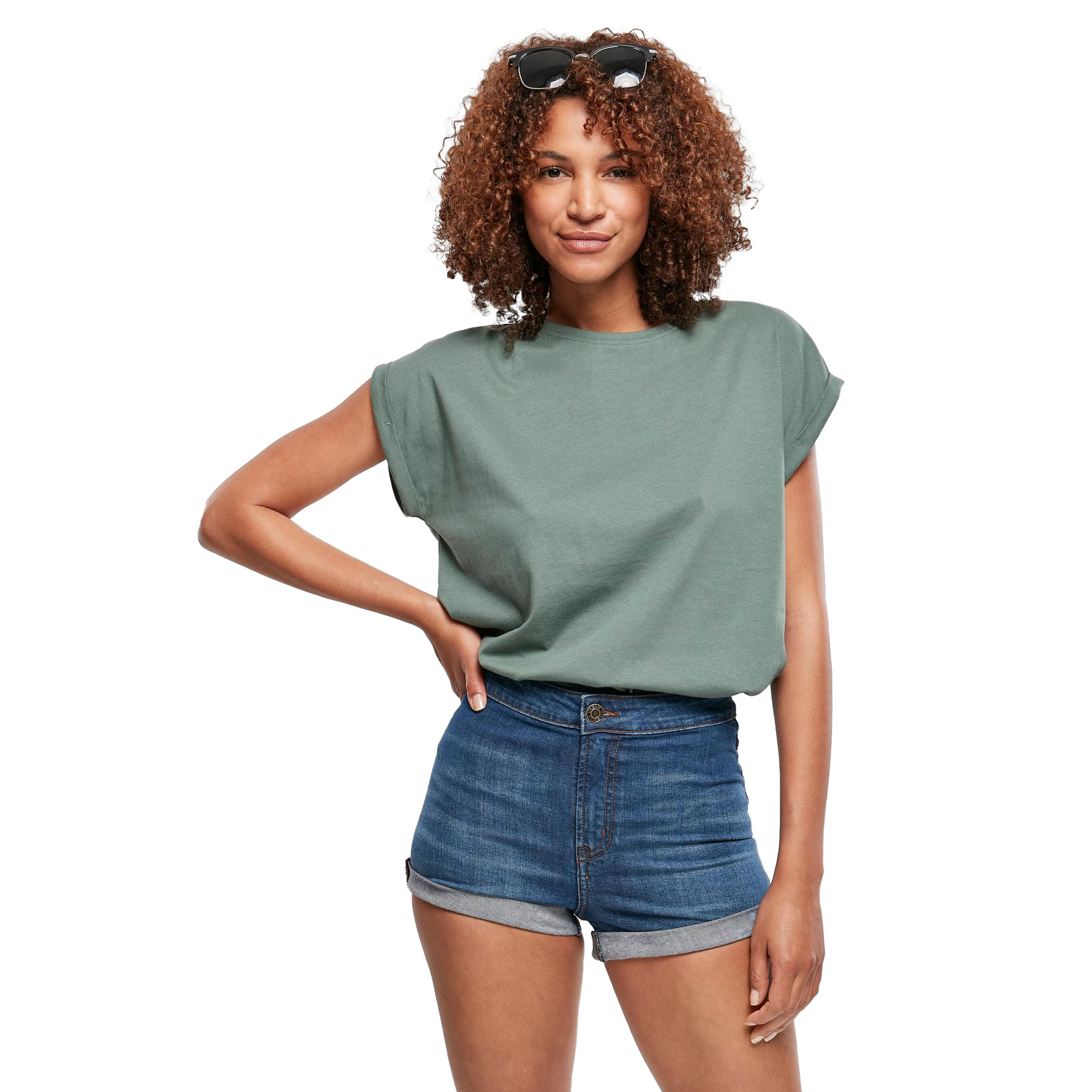 Urban Classics Damen T-Shirt Ladies Extended Shoulder Tee (paleleaf)