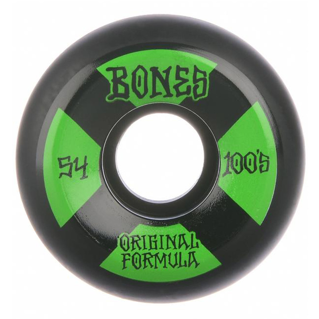 Bones Wheels Skateboardrollen 100's #4 OG Formula V5 Sidecut 100A 54mm (black green)