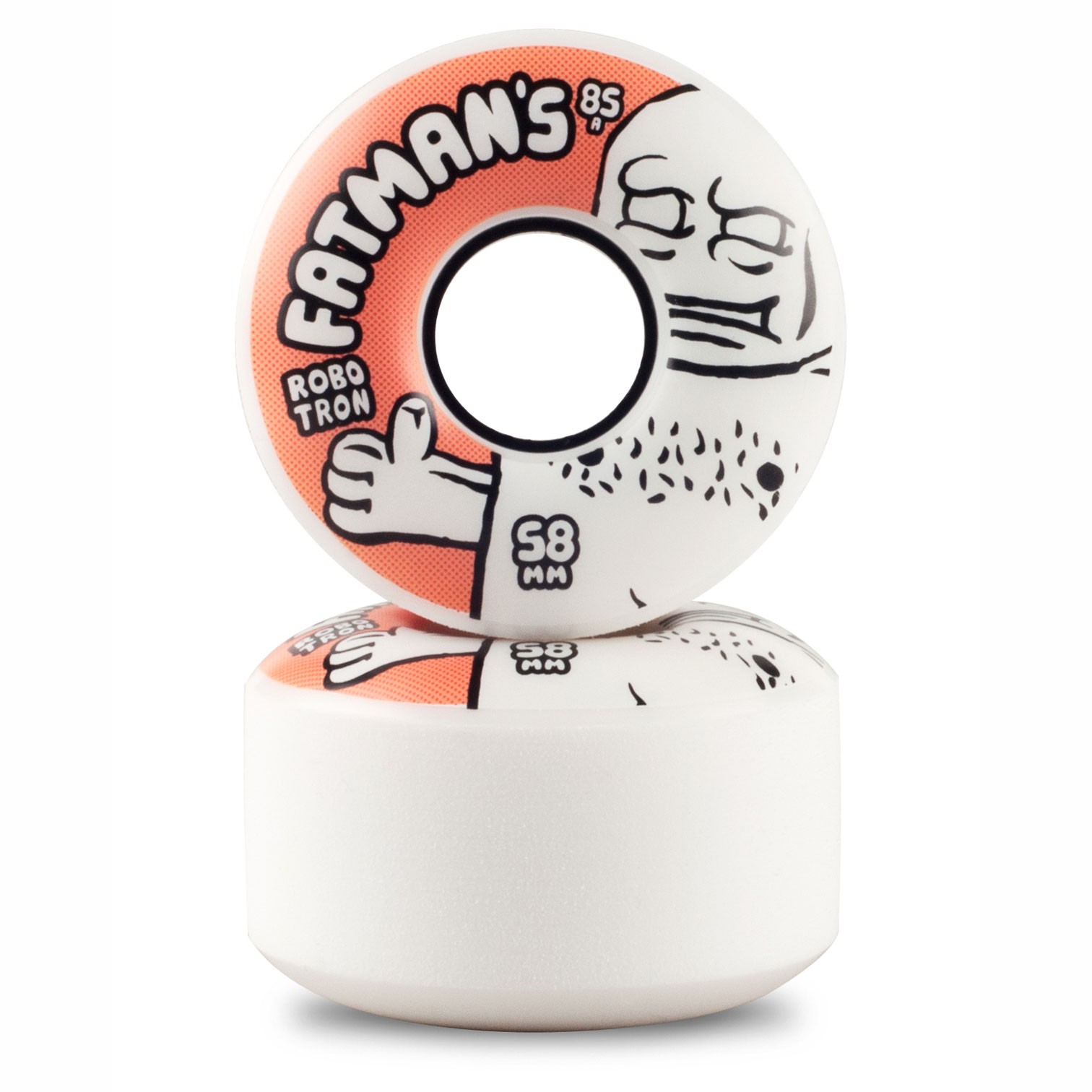 Robotron Skateboardrollen Fatman Cruiser Wheels 58mm 85A (white orange)