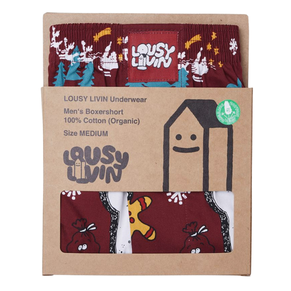 Lousy Livin Weihnachts-Boxershorts Merry Merry (burgundy)