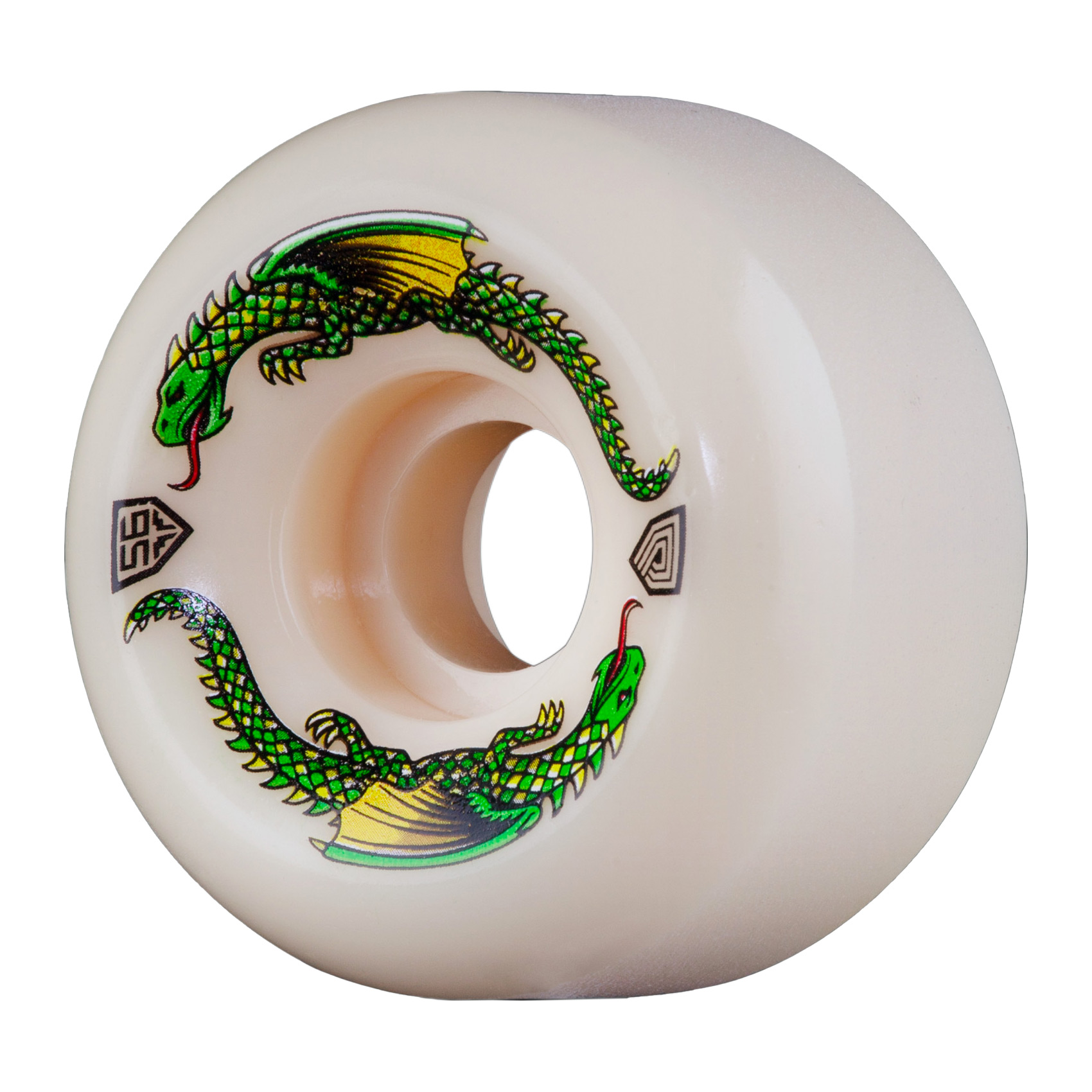 Powell Peralta Skateboardrollen Dragon Formula Green Dragon V6 Wide-Cut 56mm 93A (off white)