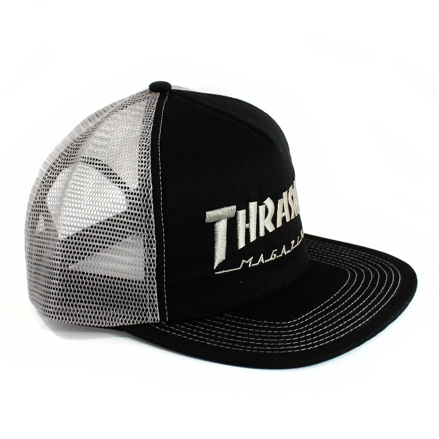Thrasher Mesh Trucker Cap Logo Embroidered (black grey)