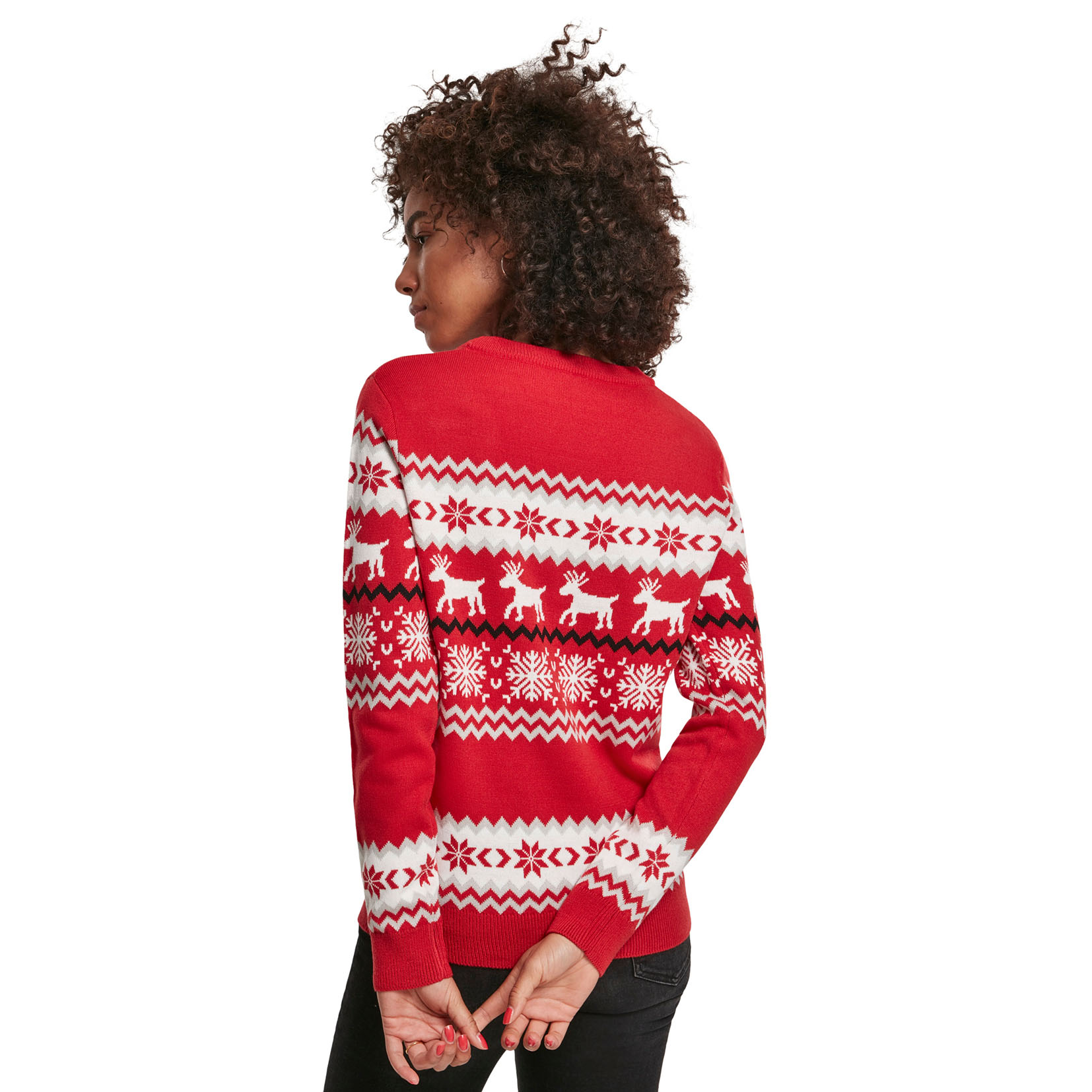 Urban Classics Damen Sweater Norwegian Christmas (red)