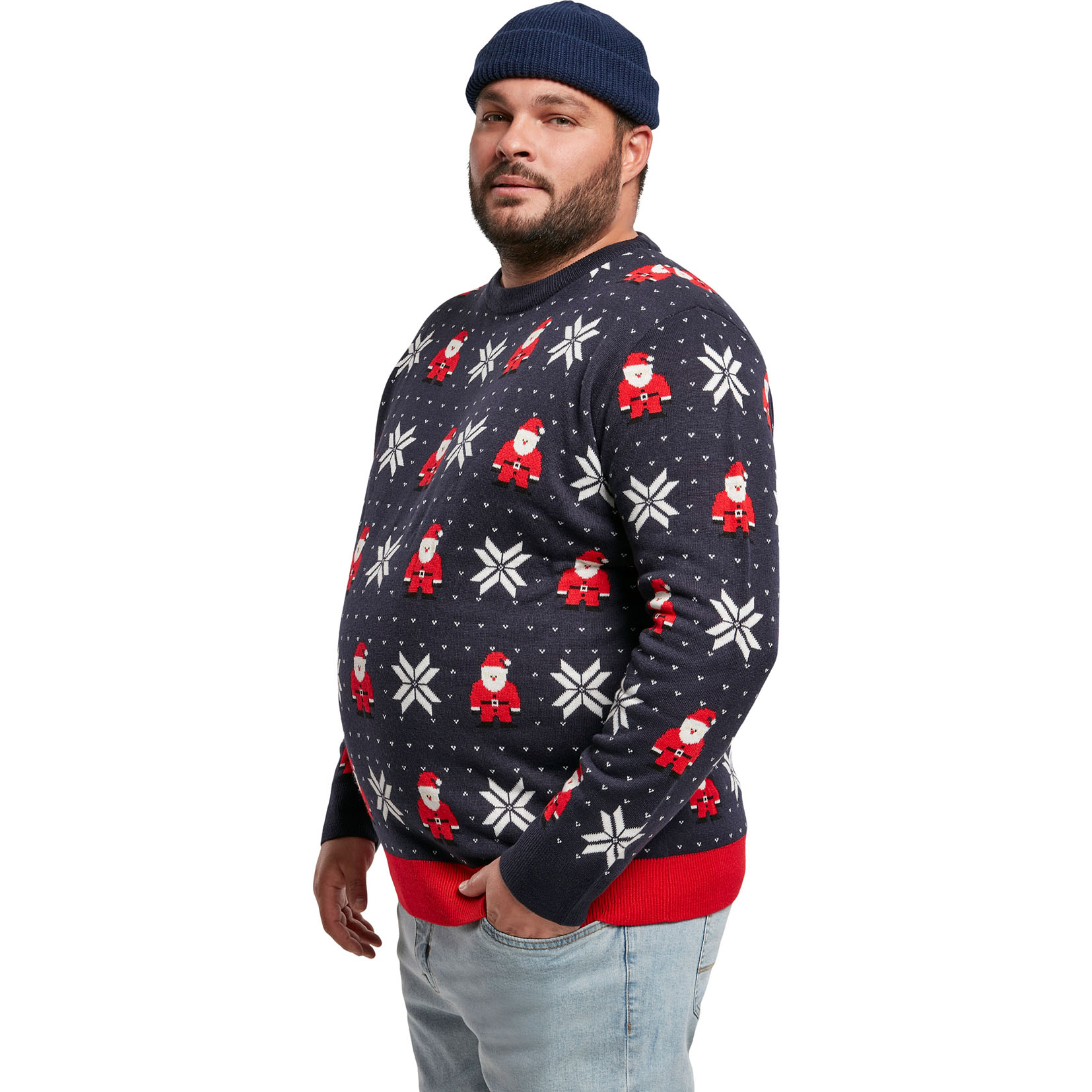 Urban Classics Sweater Nicolaus and Snowflakes (blue)