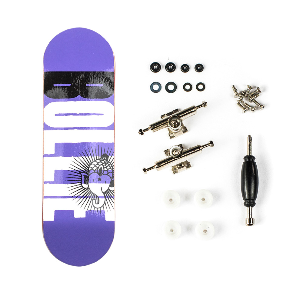 Bollie Fingerboard Komplettboard Logo NEW Purple Set (silver white)