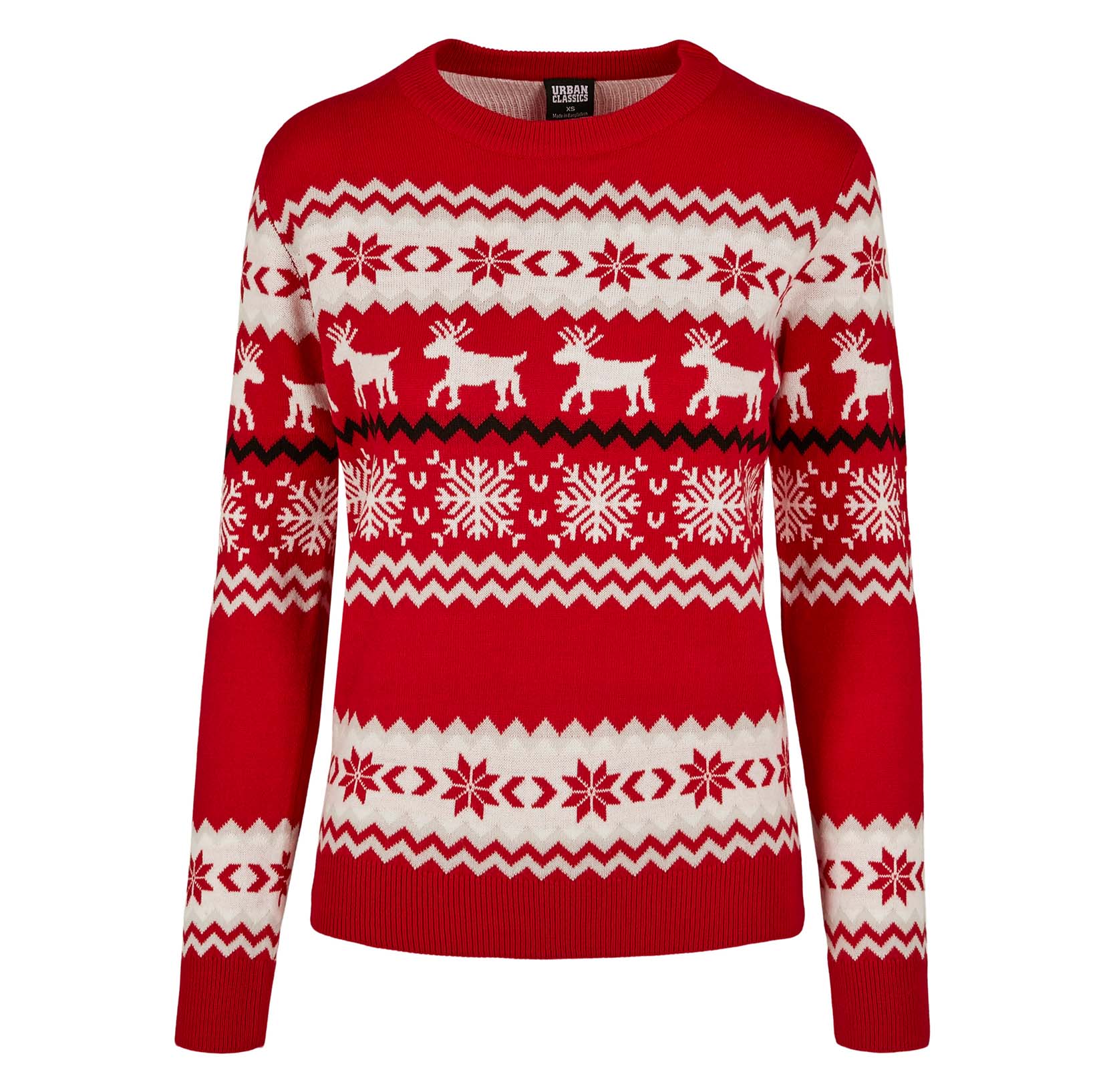 Urban Classics Damen Sweater Norwegian Christmas (red)